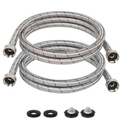 6 FT Washing Machine Hose, Stainless Steel Braided Washer Hose Supply Line