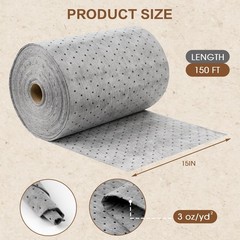 Oil Absorbent Mat Roll, Oil Absorbent Pads 15″ x 150′ Heavy Duty for Industri…