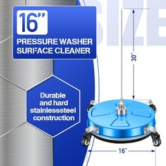 LidoDola 16” Pressure Washer Surface Cleaner with 4 16 INCH BLUE, silvery