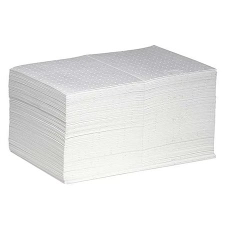Pig Mat455 Sorbent Pad, 17 Gal, 15 In X 20 In, Oil, White, 100 Pk