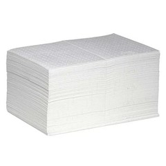 Pig Mat455 Sorbent Pad, 17 Gal, 15 In X 20 In, Oil, White, 100 Pk