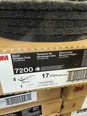 3M 17″ Black Stripping Pads 7200 Full Case Floor Stripper 5 inBox 61-5000-3591-2