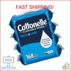Cottonelle Fresh Care Flushable Wet Wipes, Adult Wet Wipes, 4 Flip-Top Packs, 42