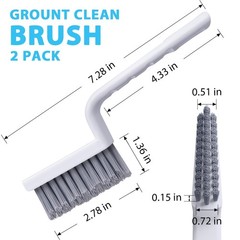 Lumkew Grout Cleaner Brush V Shape, Stiff Cleaning Brushes for White
