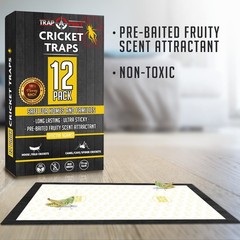 Cricket Traps Indoor (12 Traps) Extra Large Bug Sticky – Black
