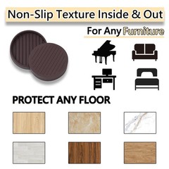 1.5×1.5 Round Rubber Furniture Caster Cups, Anti-Sliding 4 Pcs Brown, Brown
