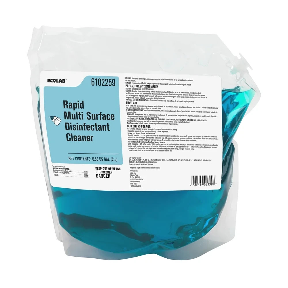 Ecolab 6102259 Rapid Multi Surface Cleaner 2 Liters Each (Pack of 2)