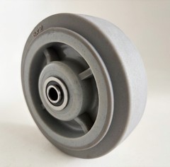 (2) NON-MARKING GRAY WHEELS BY DURATEK, SIZE 6″x2″, 1/2″ CENTER, GREASE ZERK
