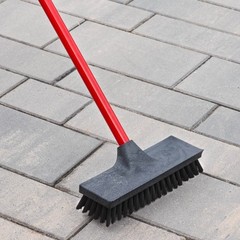 Heavy Duty Floor Scrub Brush with Steel Handle Red and Black Commercial Cleaning