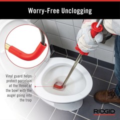RIDGID 59787 Model K-3 Toilet Auger with Unclogging 3-foot, Stainless, Red