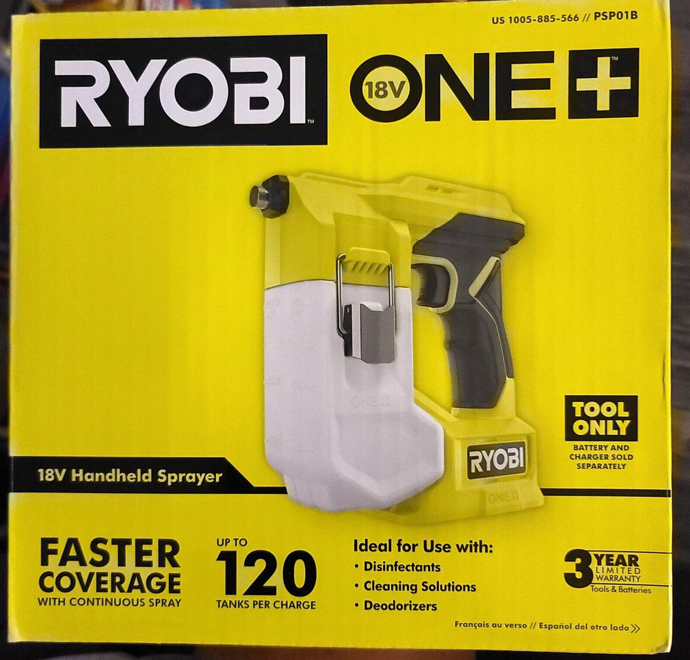 Sprayer Cordless Handheld RYOBI ONE+ 18V Tool Only Disinfectant Deodorizer NEW