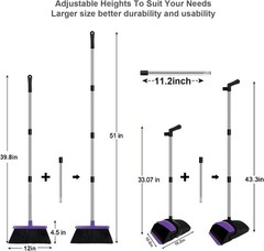 Broom and Dustpan Set, Upright Purple with 1 Count (Pack of 1),