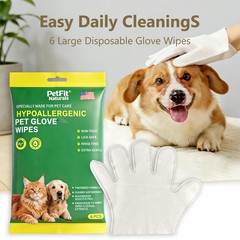 6Pcs Thick Pet Wipes Gloves Disposable Deep Cleaning Supplies for Dog Cat