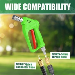 Pressure Washer Short Gun with Swivel 3/8″ Male Plug & 1/4”Quick Short, Green