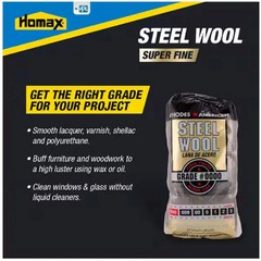 Steel Wool 0000 12 pad Fine Grade Rhodes, American Final Finish Super Fine