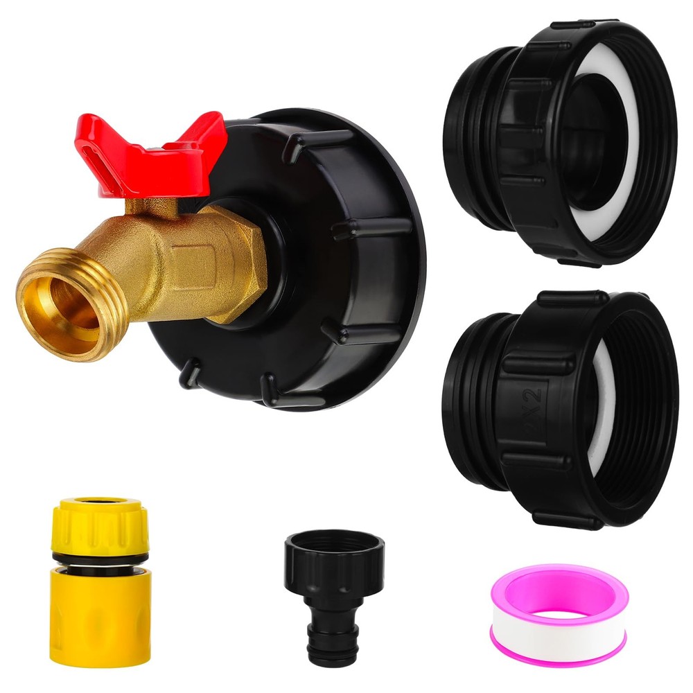 Mzcvriru 3-Size 275-330 Gallon IBC Tote Adapter, 2.44-inch, 2-inch, Black
