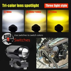 Henlix Motorcycle Driving Lights 15 Watts Double Color Light White/Amber 3