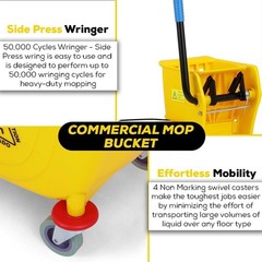 Heavy-Duty Yellow Mop Bucket with 50,000 Cycles Side Press Wringer – 26 Quart