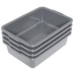 Idotry 32 Liter Large Plastic Bus Trays, Commercial Bus Tub Box Set of 4, Grey