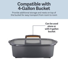 Storage Caddy For Bathroom Kitchen, 1.85 Gallon Plastic Container, Gray Orange