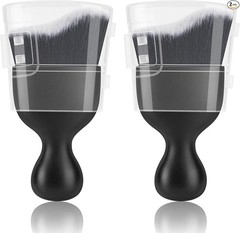 2-Piece Car Interior Detailing Brush Set with Soft Bristl Color: Black & White