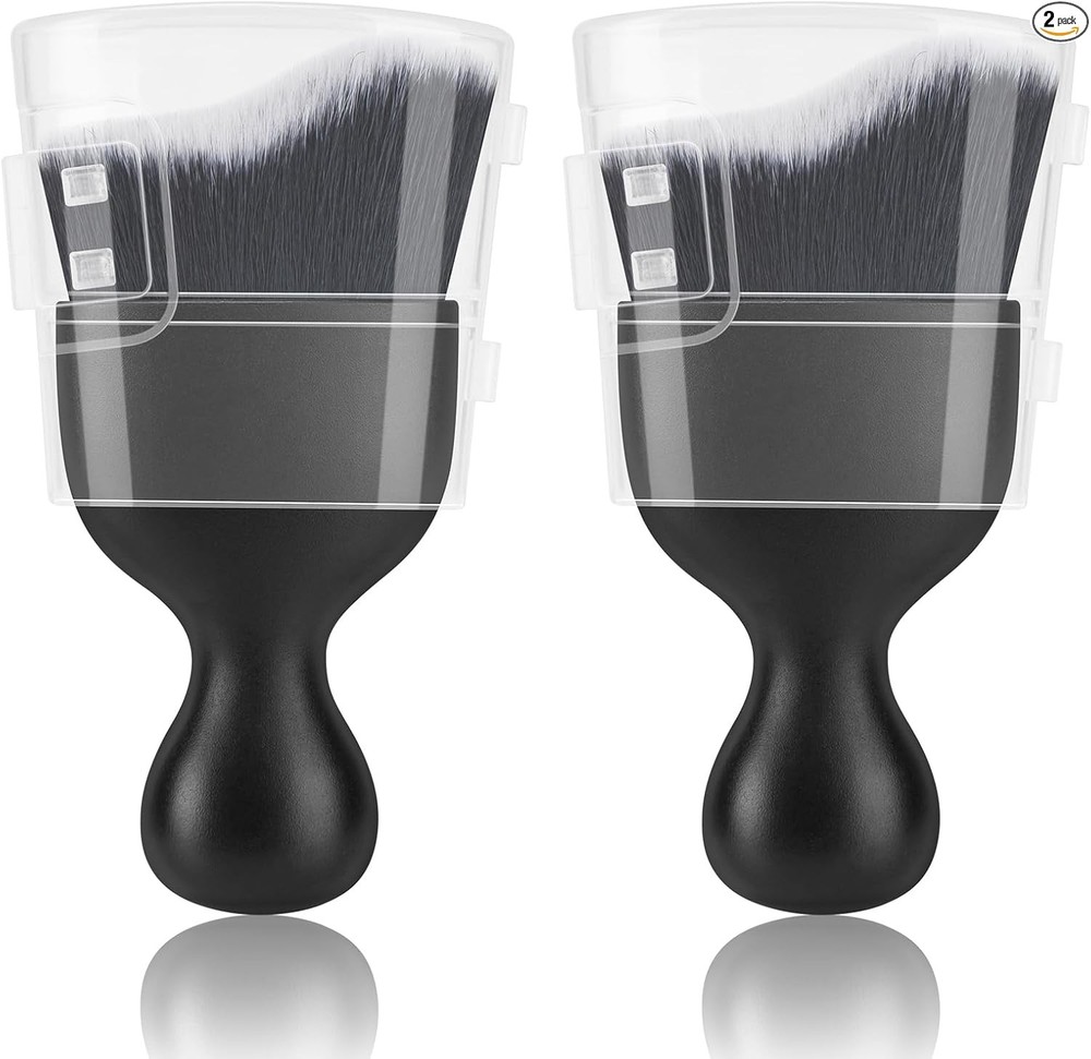 2-Piece Car Interior Detailing Brush Set with Soft Bristl Color: Black & White