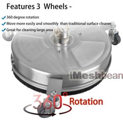 15″ Surface Cleaner 4000PSI Stainless Steel Pressure Washer W/ 3 Wheels& 2 Wands