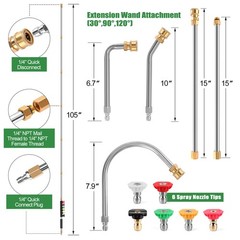Gutter Cleaning Tools From the Ground, 10 Pack 9 FT 9FT(108IN)-10PCS, Silvery