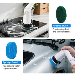 Electric Spin Scrubber Replacement Brush Heads Set, 10 Piece Black/Blue/Green