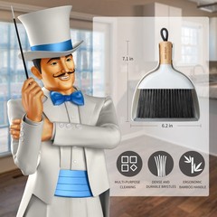 MR.SIGA Mini Dustpan and Brush Set, Portable Cleaning 7.1*6.2*1.7 in, White