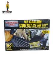 Bags 42 Gallon Contractor 3 Mil Trash Heavy Duty Ties 50 Pack/W Flap Cleanup