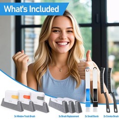 Black White Window Track Cleaner Set Groove Cleaning Brush Tools