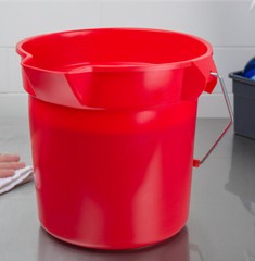 Heavy Duty RED 10quart=2.5 gallon PLASTIC BUCKET rOund Pail w/ Handle RUBBERMAID