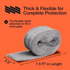 Steel Wool Mice Control 3pc, Mouse Hole Filler, Scissors & Gloves,