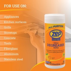 Zep Home Pro Citrus Degreaser Wipes 50 count- 50 Count (Pack of 1), White