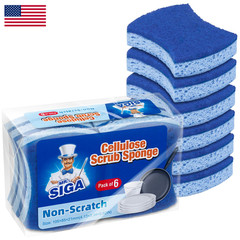 Mr.Siga Non-Scratch Cellulose Scrub Sponge Dual-Sided Dishwashing Sponge For