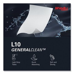 WypAll L10 Towels, POP-UP Box, 1-Ply, 9 x 10.5, White, 125/Box, 18 Boxes/Carton