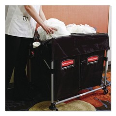 Rubbermaid Commercial 1881781 2-Compartment Collapsible Cart – Black/Silver New