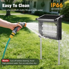 Zechuan Solar Bug Zapper Outdoor 4500V Mosquito Zapper Waterproof Panel Sensor