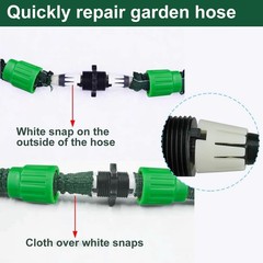 10 Sets Expandable Garden Hose Repair Kit, Plastic Flex ½ inch, Green