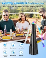 AMFLOWER Fly Fans for Tables, USB Powered Rechargeable Food Medium, Black