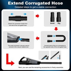 DRECELL Car Vacuum, Portable Vacuum Cleaner with 7000PA Suction, DC Black