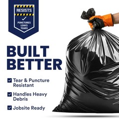 Plasticplace Contractor Trash Bags 42 Gallon 4.0 Mil Black Heavy Duty Garbage