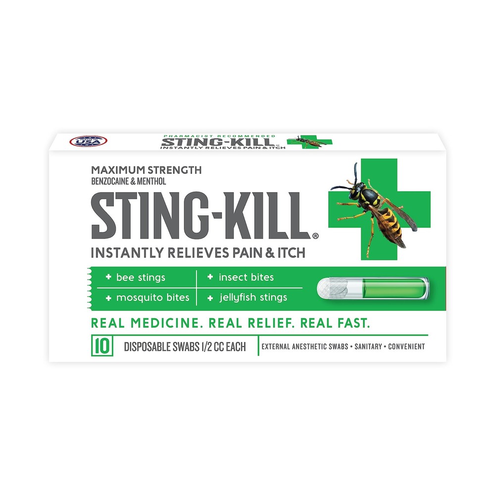 Sting-kill First Aid Anesthetic Swabs, Instant Pain + Itch Relief from Bee…