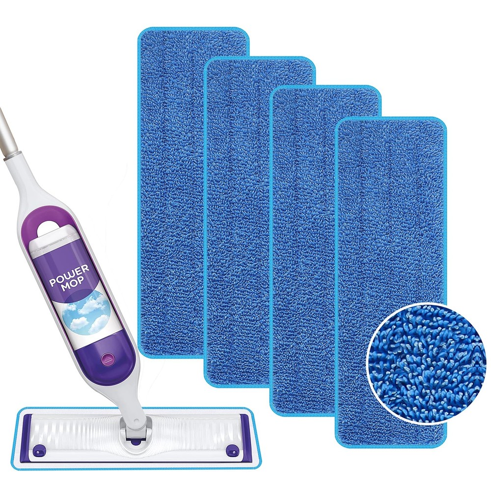 Yicotira Reusable Power Mop Refill Pads for 4 PACK(Blue), 4 Pack (Blue)