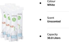 Brabantia Perfectfit G 30 Liter Bin Liners 20 Count Bags 120 Total Count