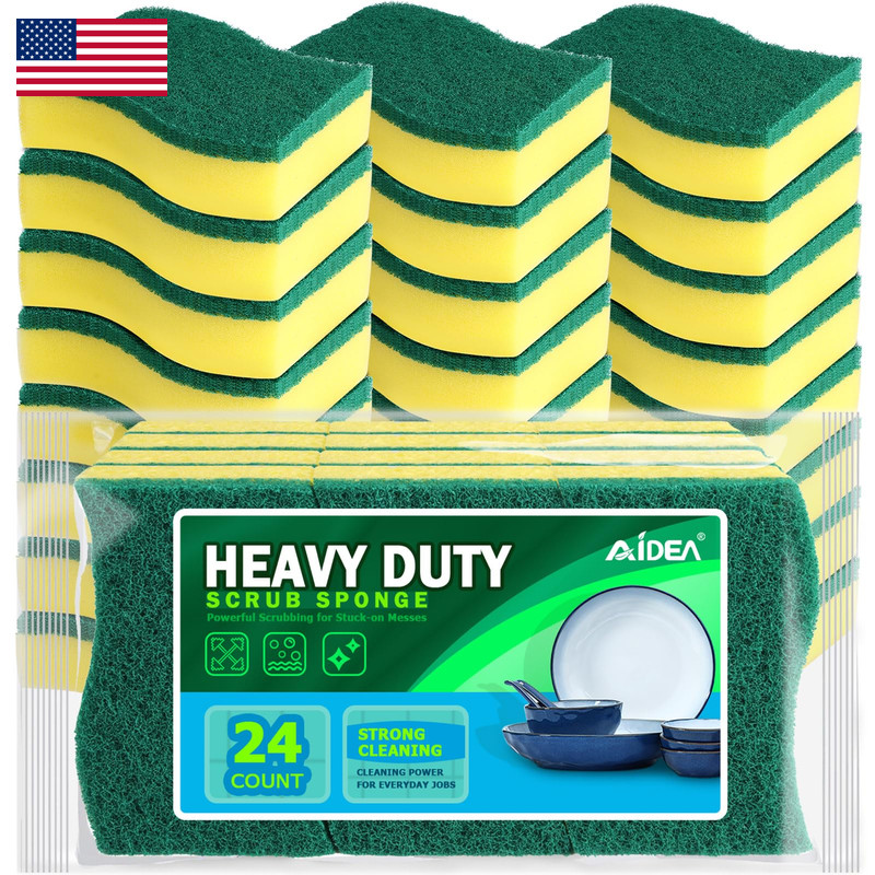 Aidea Sponges Kitchen 24 Pack Heavy Duty Dish Sponge Cleaning Dish Scrubber