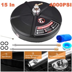 4000PSI,15″Pressure Washer Surface Cleaner Brush Water Broom w/ 2 Extension Wand