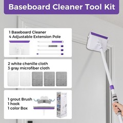 wlich Baseboard Cleaner Tool with Handle 2.0, Cleaner, White-purple