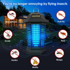 GOOTOP Bug Zapper Outdoor, Mosquito Zapper, 3 Prong Plug in Large, BLACK